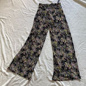 NWT Shosho Black Floral Wide Leg Pants